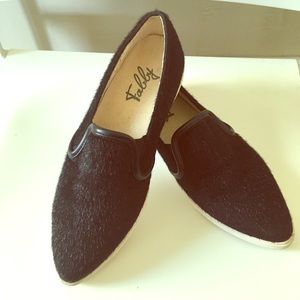 Fabby faux fur pointy slip- on
